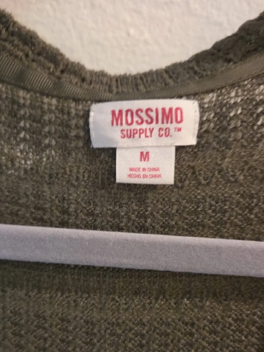 Mossimo Supply Co. Olive Green Waffle Knit Hooded Cardigan